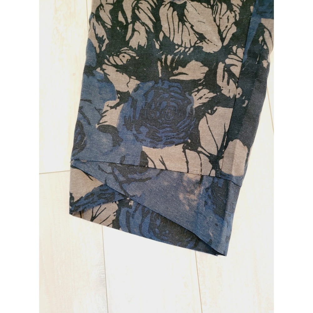 Pantalon XXL Floral Wide Leg Crop Pants Blue Brown Flowy Earthy Boho NWT - Picture 8 of 14